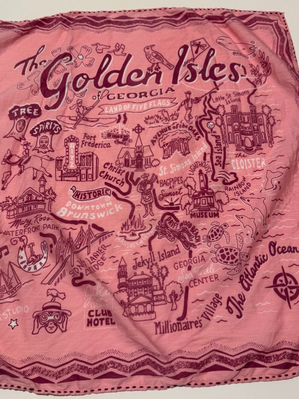 Catstudio Golden Isles of Georgia Bandana | St. Simons Jekyll Sea Island 20x20